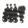 Body Wave virgin remy hair bundles with lace closure reliable natural 4x4 brazilian hair closure